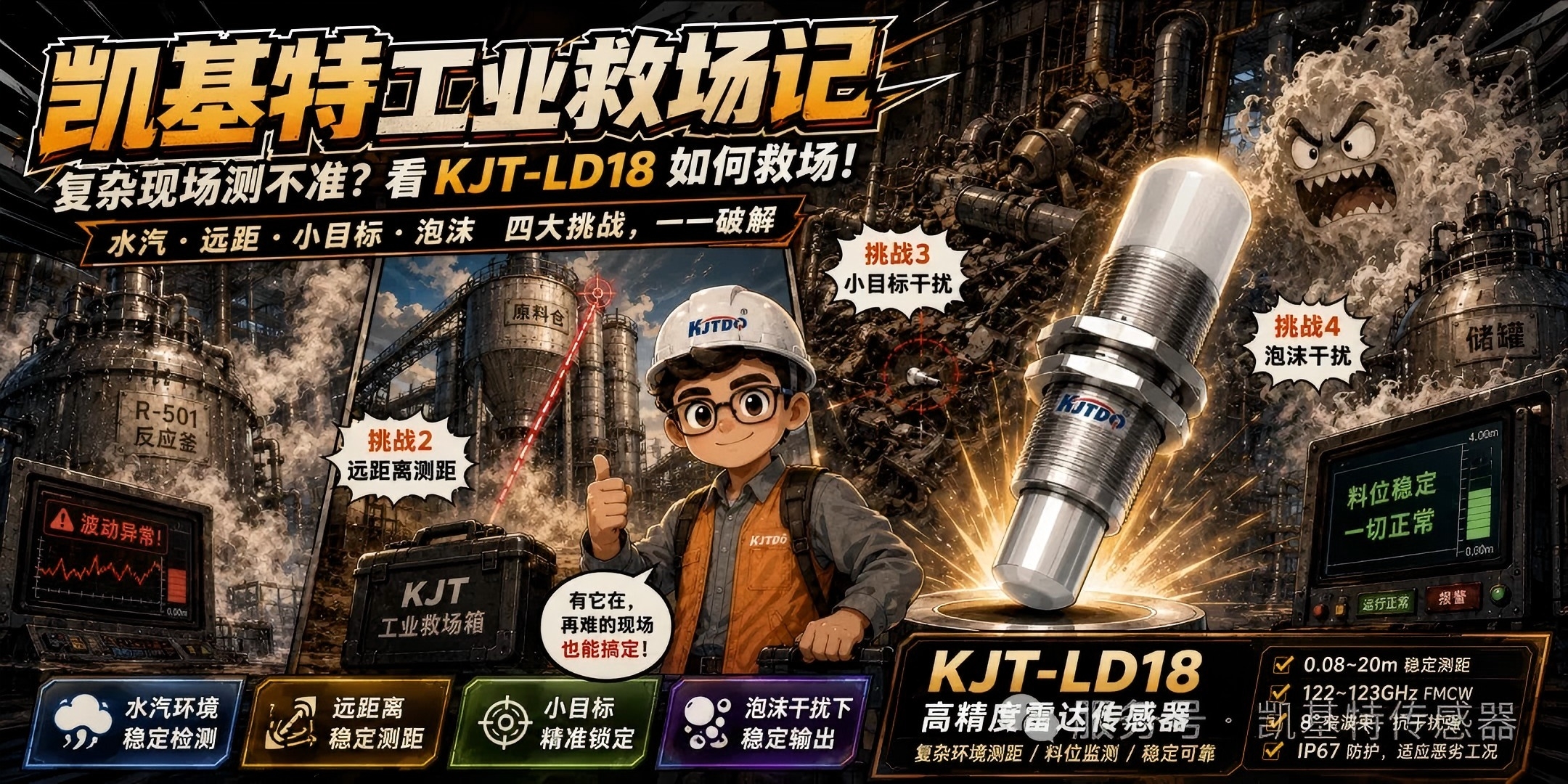凯基特工业救场记|KJT-LD18毫米波雷达复杂现场救场英雄