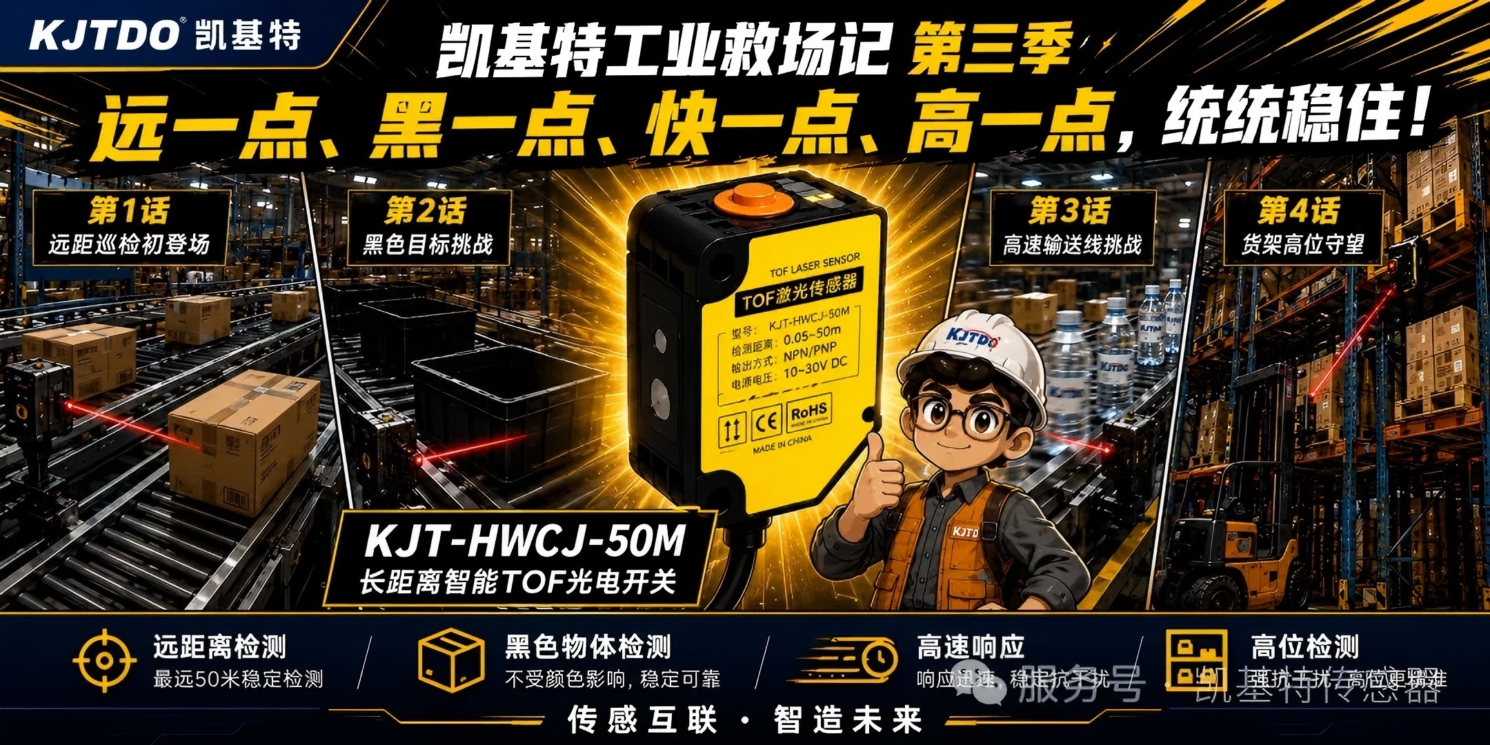 凯基特工业救场记|KJT-50M TOF激光光电传感器