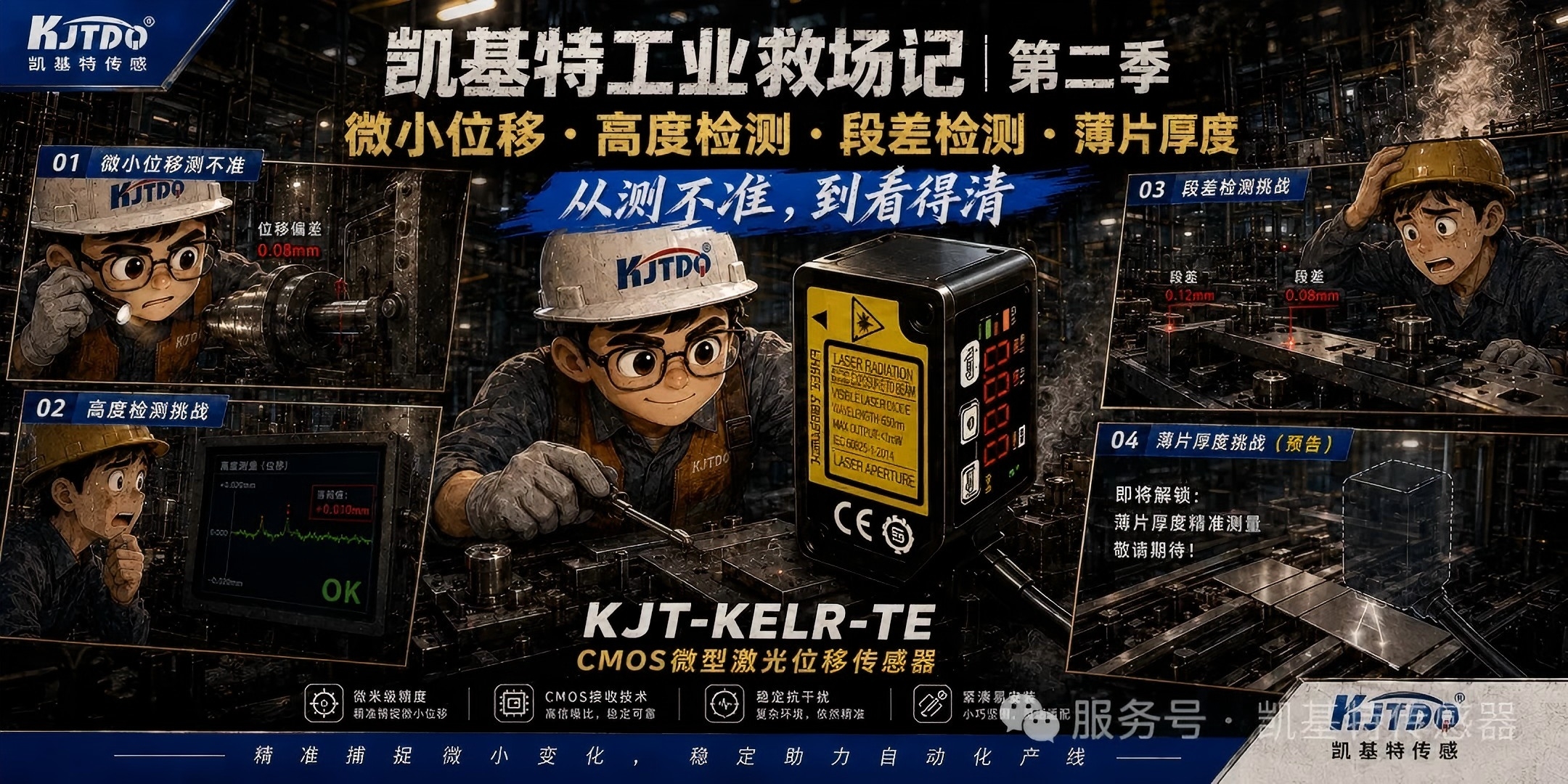 凯基特工业救场记|CMOS微型激光位移传感器:微小位移、高度差、段差,一个个看准!